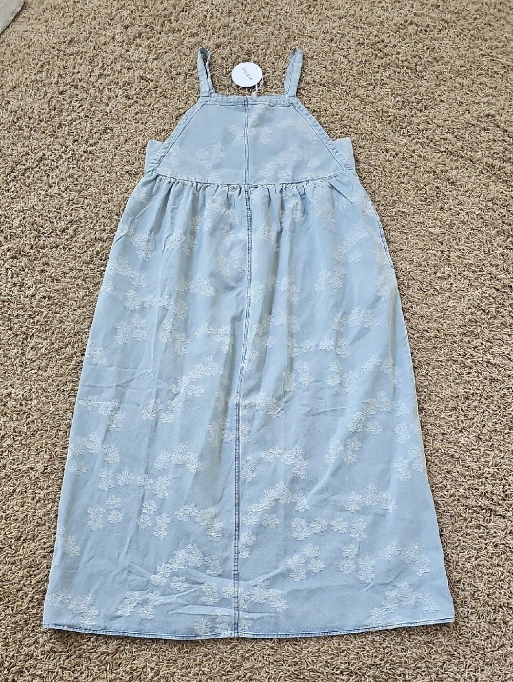 NWT Storia Dress Denim Maxi Jean Jumper Small Floral